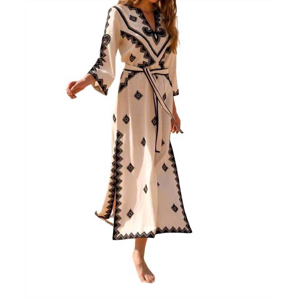 NEW SCARLETT POPPIES endless summers embroidered kaftan dress in natural - Picture 4 of 4